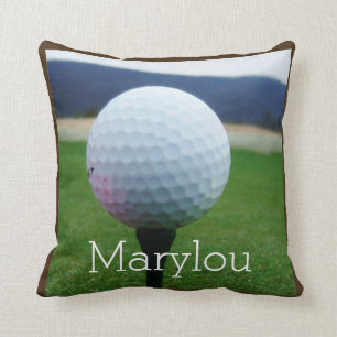 Coussin Personnalisé avec la boule de golf blanche nommée