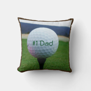 Coussin Personnalisé avec le nom balle de golf blanc