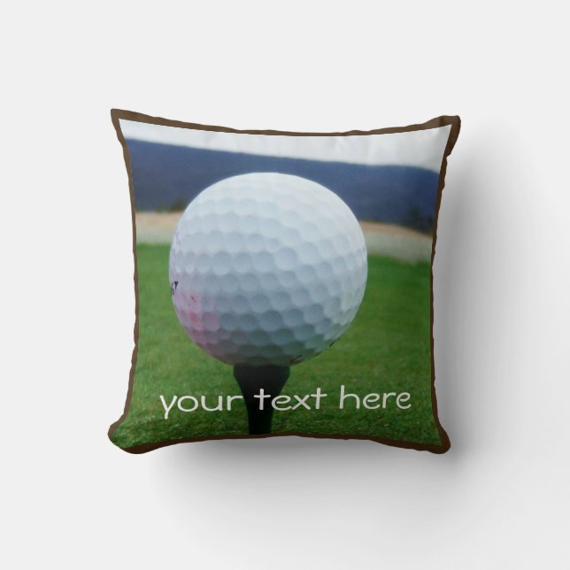 Coussin Personnalisé avec le nom balle de golf blanc (Recto)