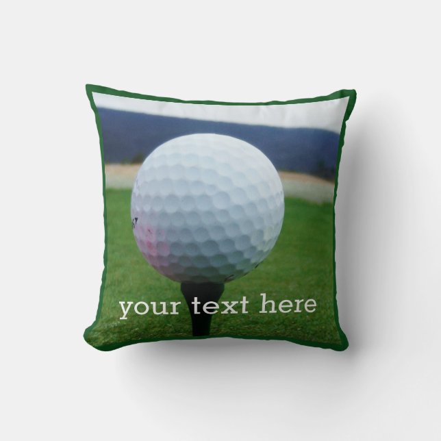 Coussin Personnalisé avec le nom balle de golf blanc (Recto)