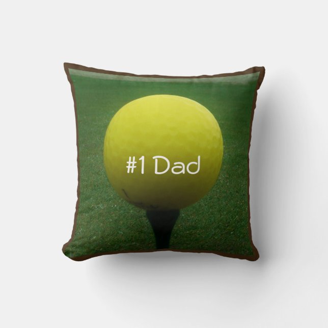 Coussin Personnalisé avec le nom balle de golf jaune (Recto)