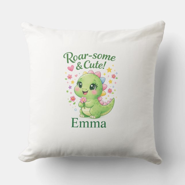 Coussin personnalisé avec le nom d'un dinosaure mi (Recto)