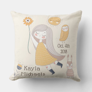 Coussin personnalisé avec nom "C'est une fille !"