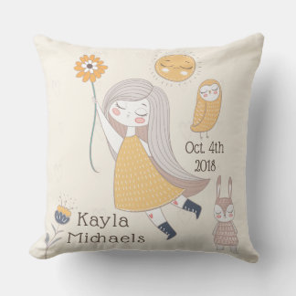 Coussin personnalisé avec nom "C'est une fille !" 