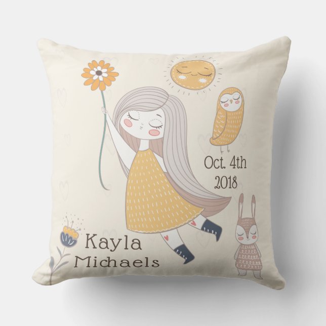 Coussin personnalisé avec nom "C'est une fille !"  (Recto)
