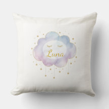 Coussin personnalisé avec nom de bébé Nuage de lav