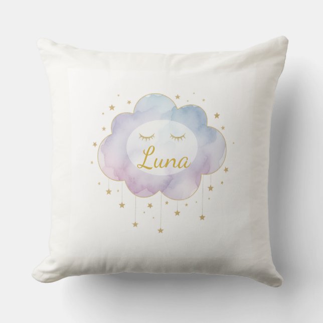Coussin personnalisé avec nom de bébé Nuage de lav (Recto)