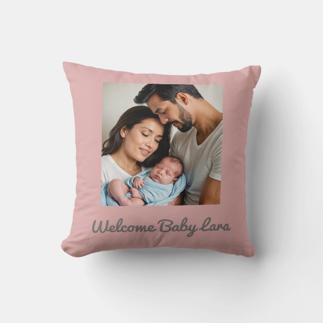 Coussin personnalisé avec photo de bébé fille (Recto)