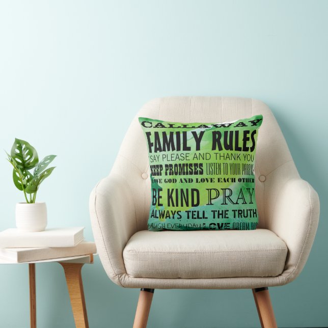 Coussin Personnalisé avec vos règles de famille (Chaise)