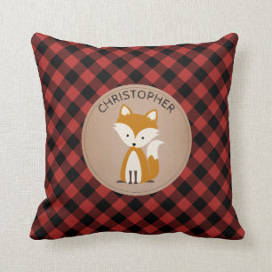 Coussin personnalisé Baby Fox Plaid