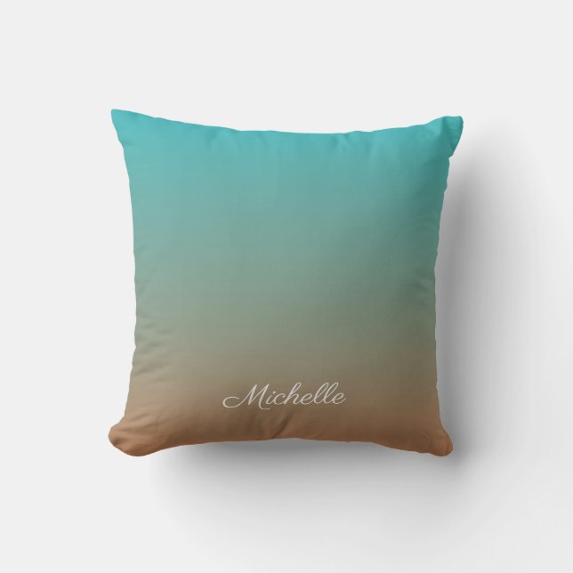 Coussin Personnalisé brun et bleu ombre (Recto)