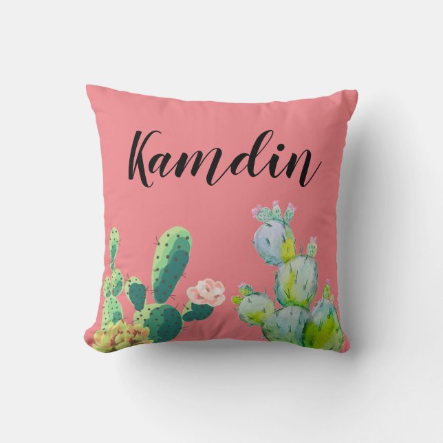 Coussin personnalisé Cactus de Bohême Succulents D (Recto)