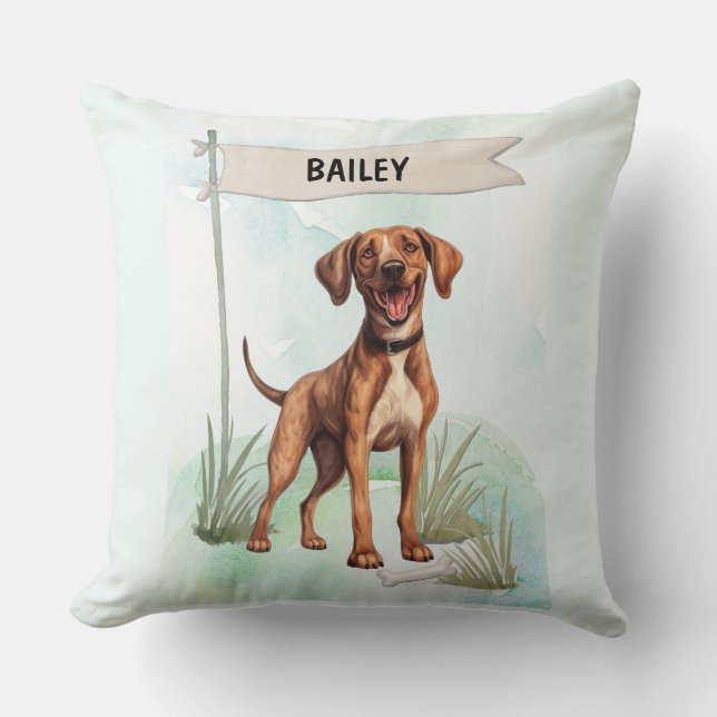 Coussin personnalisé de chien Plott aquarelle (Recto)