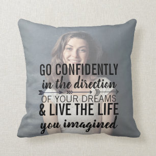Coussin personnalisé de citation de photo
