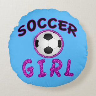 Coussin personnalisé de fille du football avec le