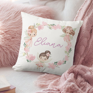 Coussin personnalisé de jolies fées florales