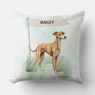 Coussin personnalisé de Lévrier à l'aquarelle
