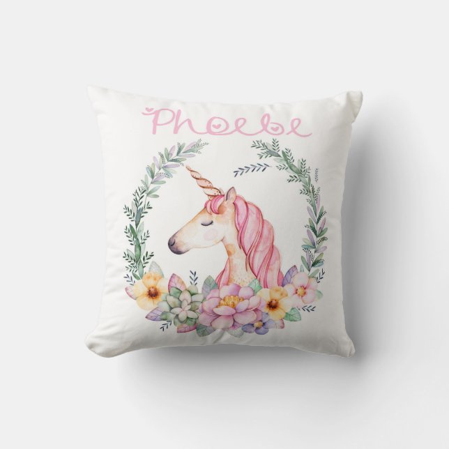 Coussin personnalisé de licorne (Recto)