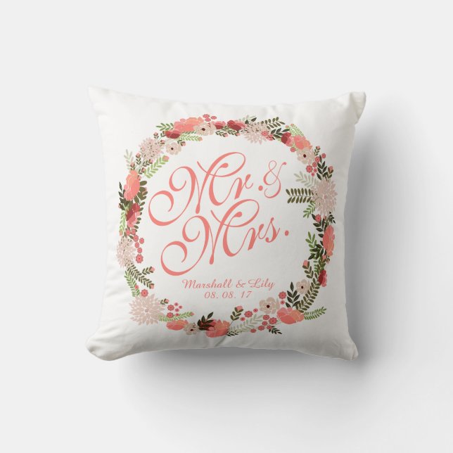 Coussin personnalisé de mariage d'aquarelle de (Recto)