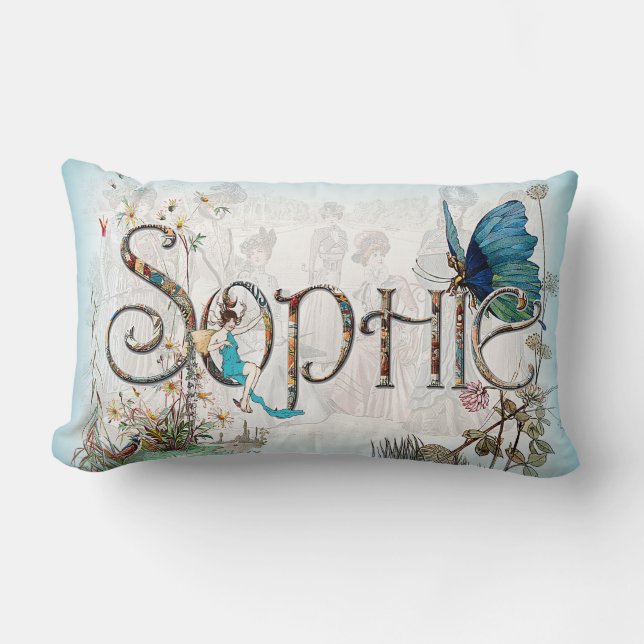 Coussin personnalisé de "Sophie" (bleu) (Recto)