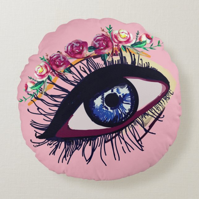 Coussin personnalisé d'été Fleur & Oeil Bleu (Devant)
