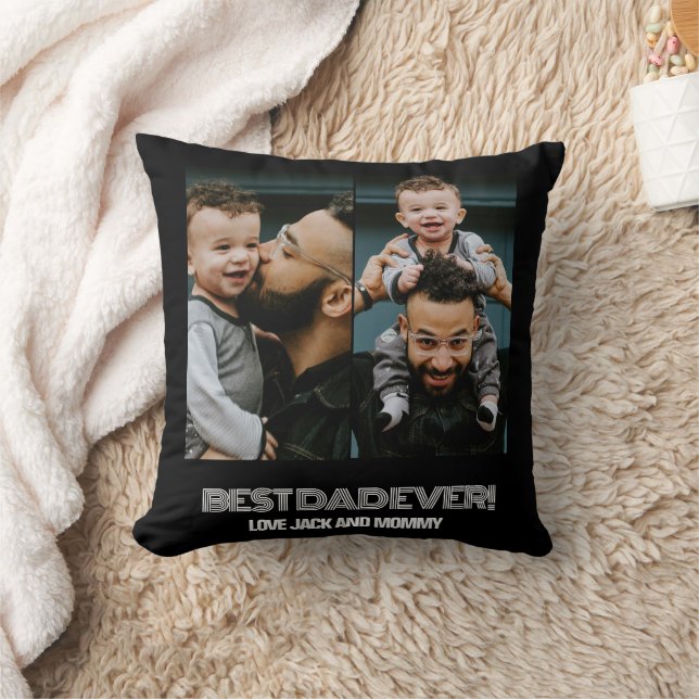 Coussin Personnalisé Deux Photo Collage Meilleur Papa Jama (Couverture)