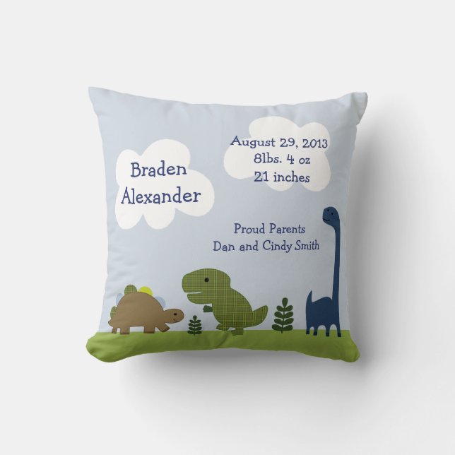 Coussin personnalisé "Dinosaure/Dino adorable" (Recto)