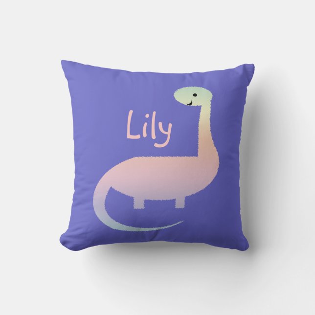 Coussin personnalisé Dinosaure Pastel pour Filles (Recto)