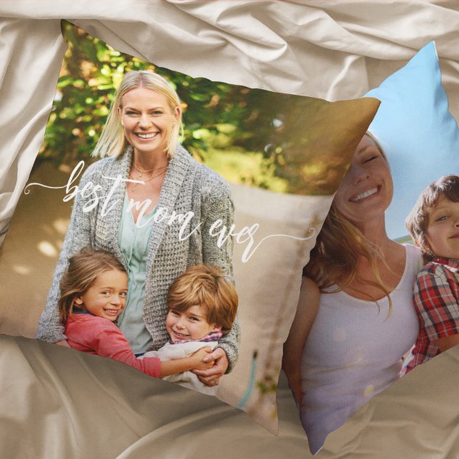 Coussin personnalisé double face avec photo et tex (Créateur téléchargé)