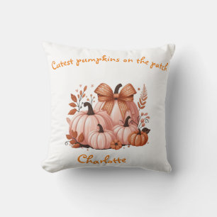 Coussin Personnalisé Elégant Citrouilles de chute rose, ar