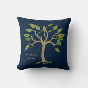 Coussin personnalisé élégant d'arbre généalog