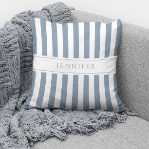 Coussin Personnalisé Elégant Dusty Blue Stripes Motif