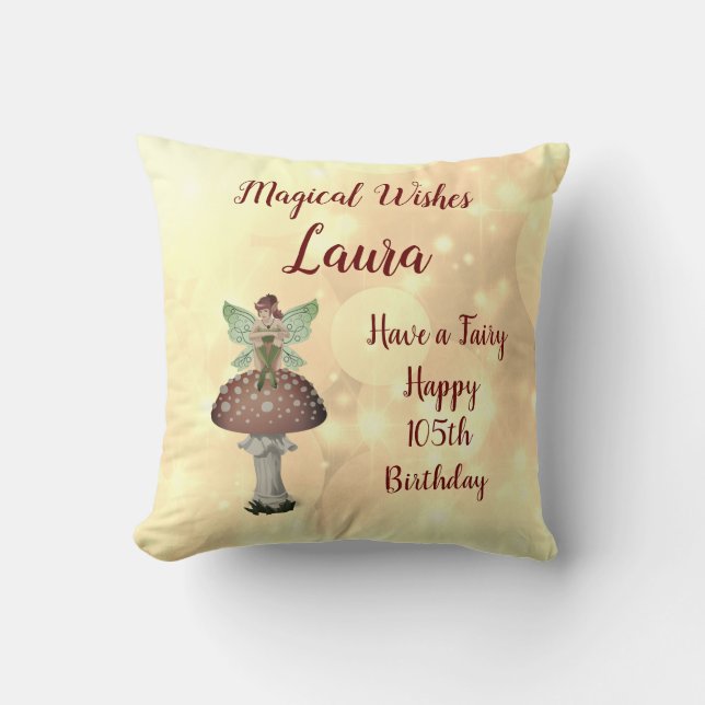 Coussin Personnalisé Fairy design Joyeux 105e anniversaire (Recto)