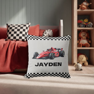 Coussin personnalisé garçons course voiture à carr