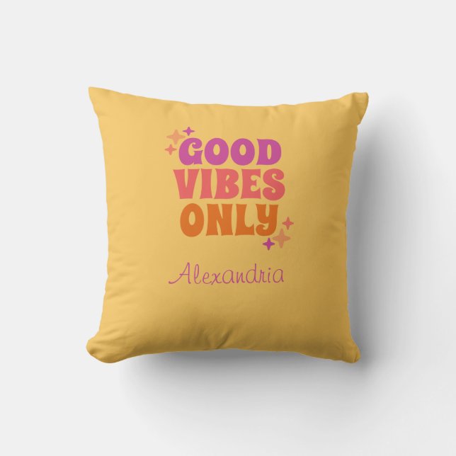 Coussin Personnalisé Good Vibes Jaune (Recto)