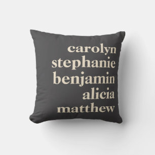 Coussin Personnalisé Grandchildren Noms Style Black Grey