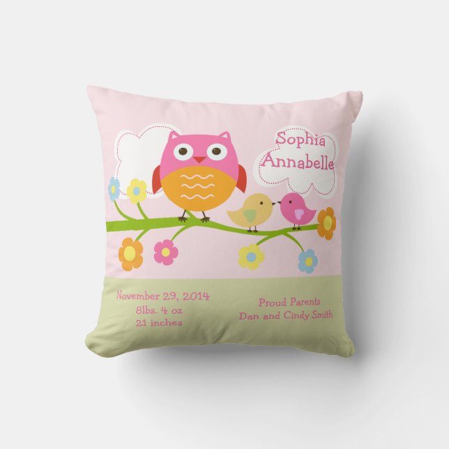 Coussin personnalisé "Inséparables & hibou avec po (Recto)