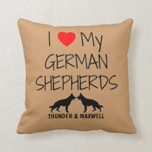 Coussin Personnalisé J'Aime Mes Deux Bergers Allemands
