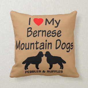 Coussin Personnalisé J'Aime Mes Deux Chiens De Montagne Be