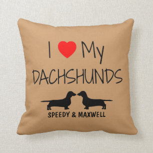 Coussin Personnalisé J'Aime Mes Deux Dachshunds