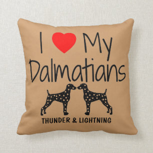 Coussin Personnalisé J'aime mes deux Dalmatiens