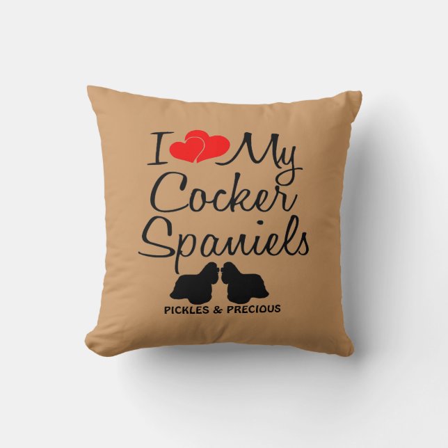 Coussin Personnalisé J'Aime Mes Deux Espagnols Cocker (Recto)