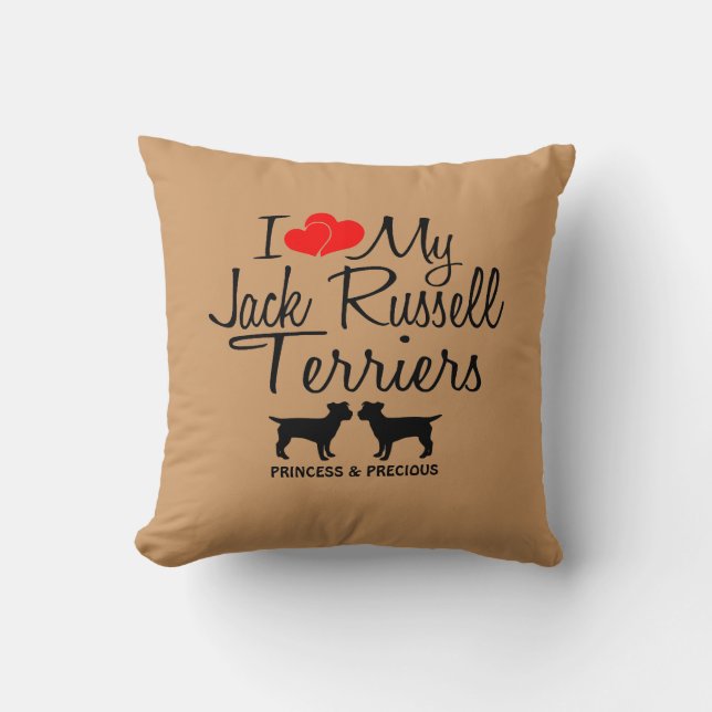 Coussin Personnalisé J'Aime Mes Deux Jack Russell Terriers (Recto)