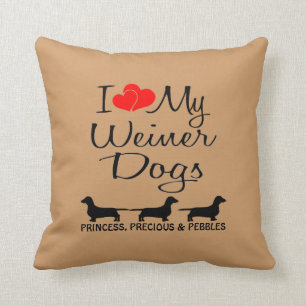 Coussin Personnalisé J'Aime Mes Trois Chiens De Min