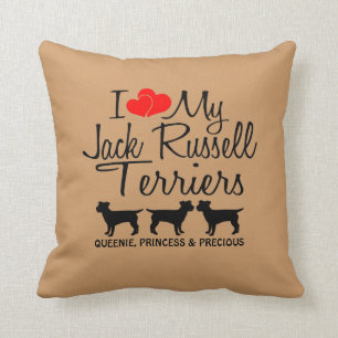Coussin Personnalisé J'Aime Mes Trois Jack Russell Terrier