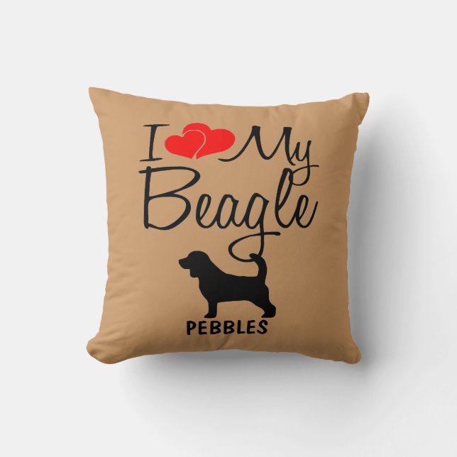 Coussin Personnalisé J'aime mon Beagle (Recto)
