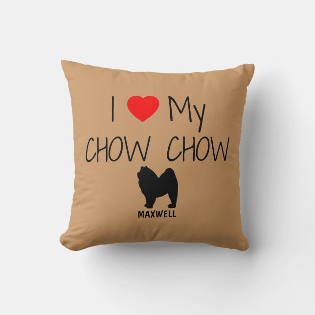 Coussin Personnalisé J'Aime Mon Chow Chow Chow (Recto)