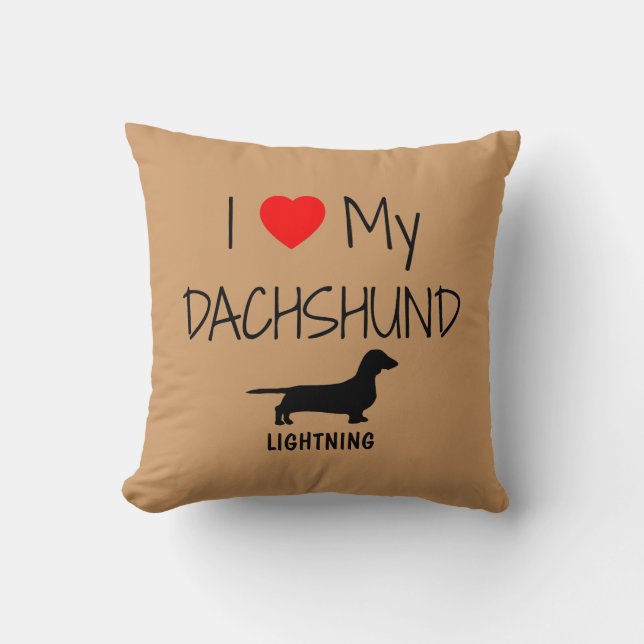 Coussin Personnalisé J'Aime Mon Dachshund (Recto)