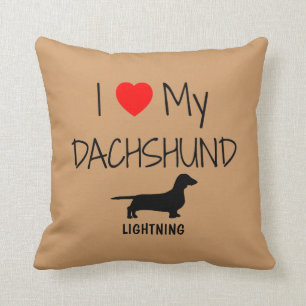 Coussin Personnalisé J'Aime Mon Dachshund