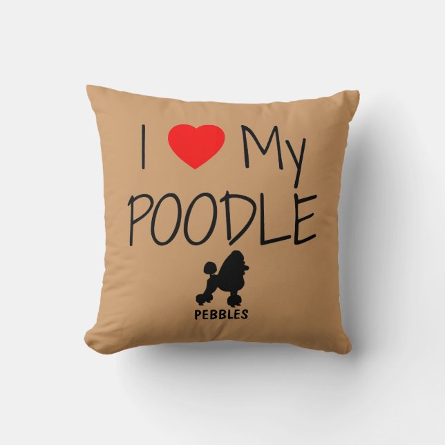 Coussin Personnalisé J'Aime Mon Poodle (Recto)